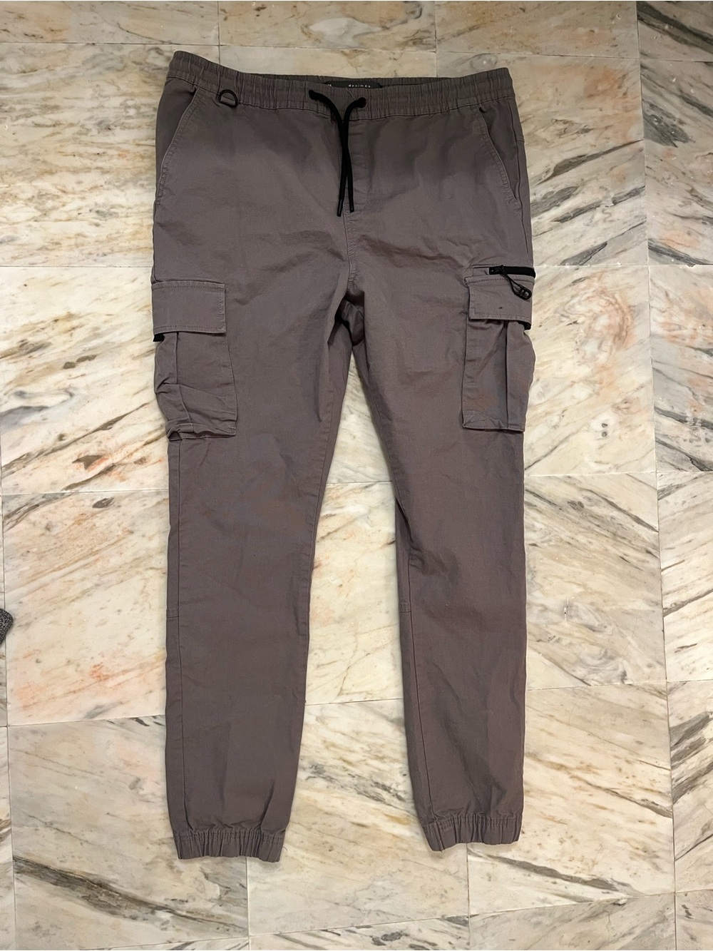 Denim&Co Taupe Cargo Jogger Pants with Utility Pockets
